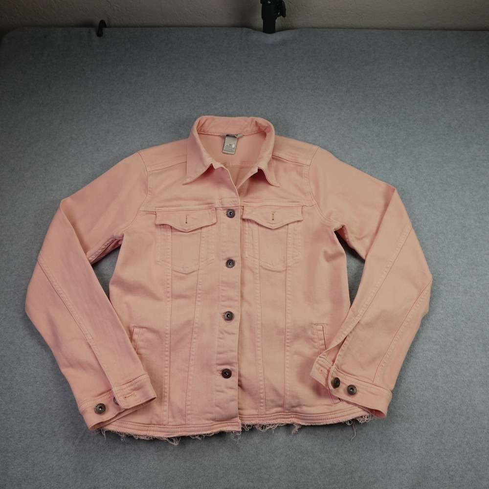 Duluth Trading Co Jacket Womens XS Pink Raw Hem Stretch Trucker Denim